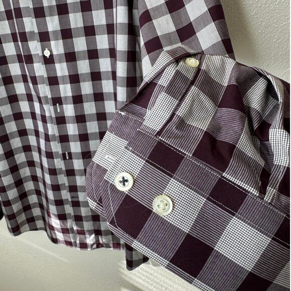 Banana Republic Men's Camden Fit Purple & White Plaid Button Shirt XL - Picture 4 of 14